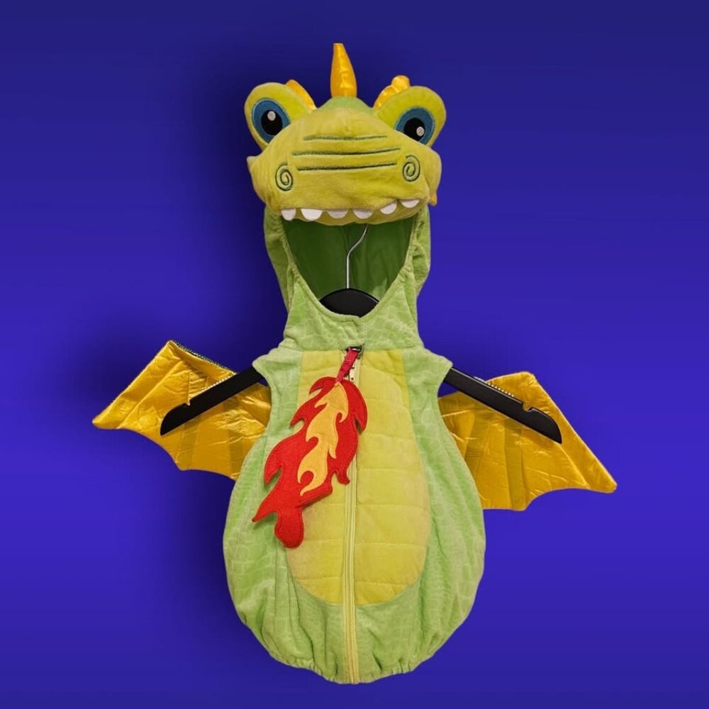 INFANT HALLOWEEN COSTUME BABY DRAGON COSTUME ZIP UP WITH HOODIE 6 TO 9 MONTHS